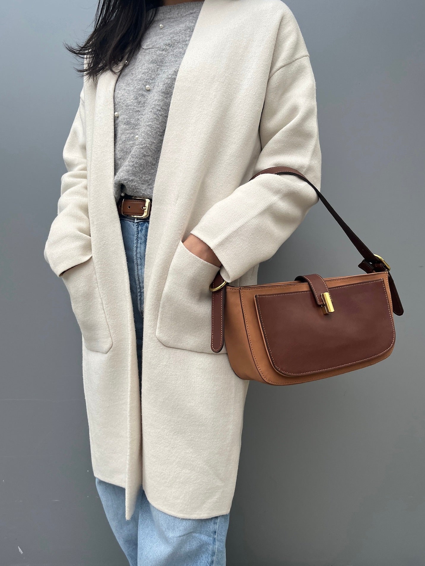 Genuine Leather Two Way Shoulder Bag