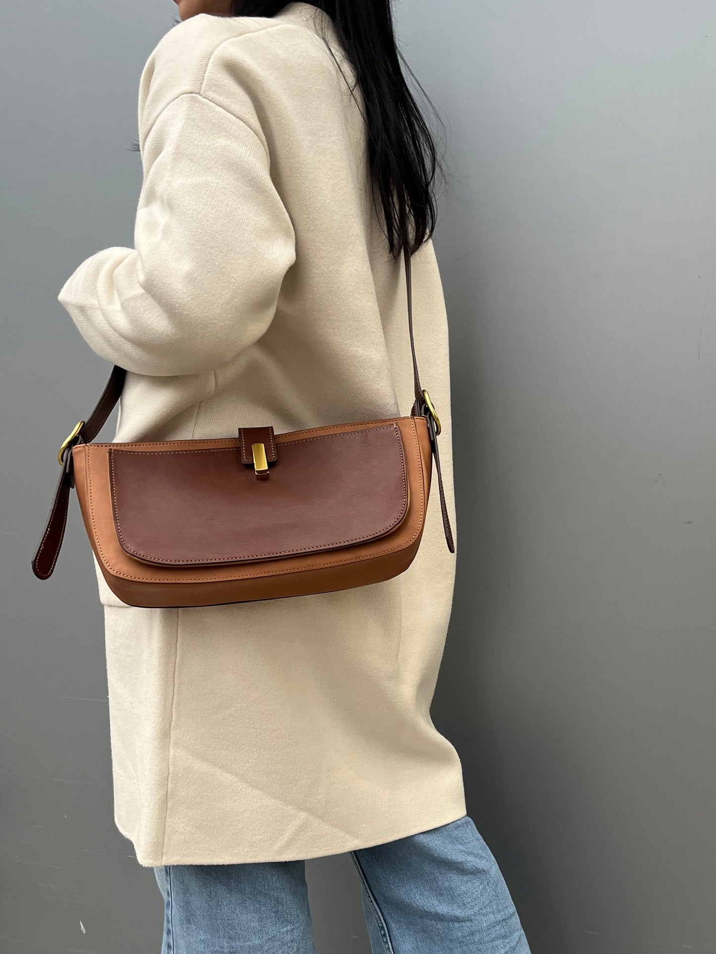 Genuine Leather Two Way Shoulder Bag