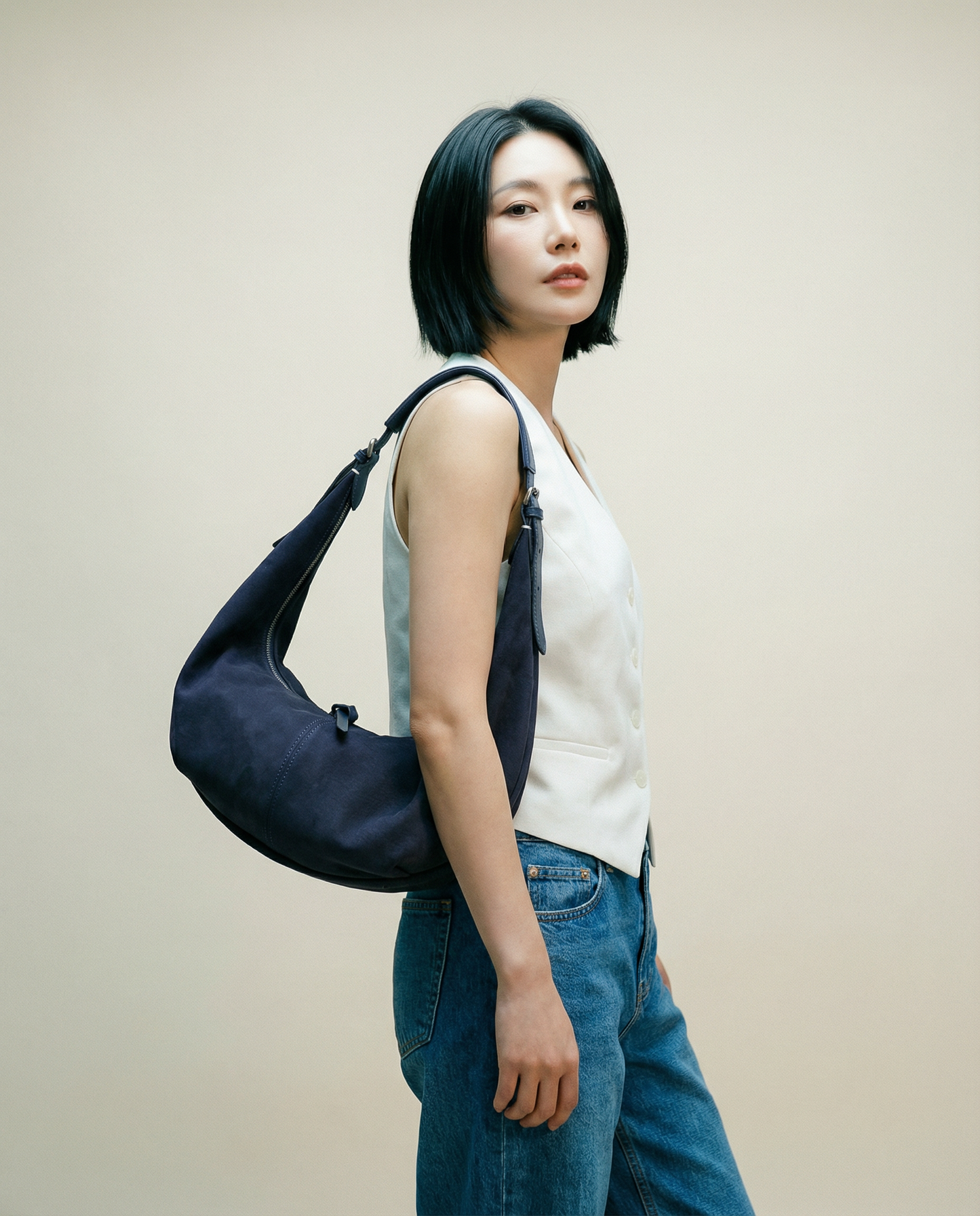 Crescent Moon - Navy Blue